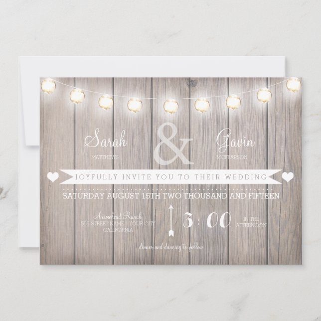 Rustic Lights texte personnalisable par Faire-part (Devant)