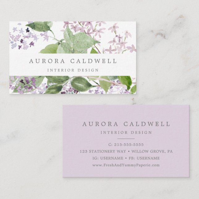 Rustic Lilac Carte de visite (Devant / Derrière)