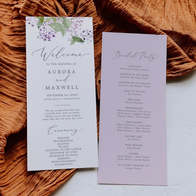 Rustic Lilac Wedding Programme (Créateur téléchargé)