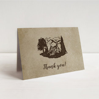 Rustic Log Cabine Mariage Merci Note de Merci