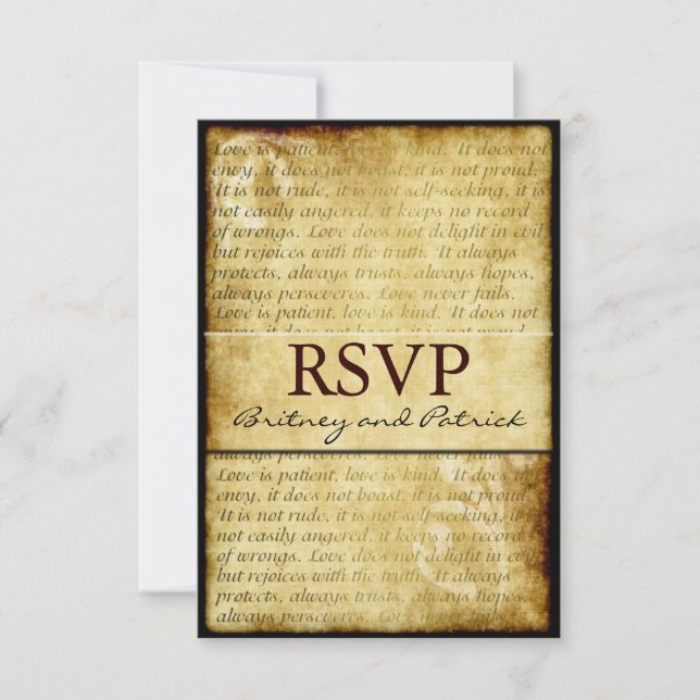 Rustic Love est Patient Vintage Wedding Cartes RSV (Devant)