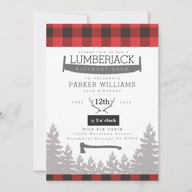Rustic Lumberjack Anniversaire Bash Invitation (Devant)