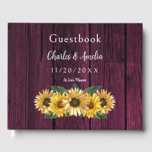 Rustic Magenta Sunflower Mariage Livre d'or