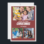 Rustic Maroon Red Christmas Photo carte collage<br><div class="desc">Envoyez vos souhaits de vacances les plus chauds dans le style avec cette Minuscule Carte Rouge Joyeux Noël Foil. Son design épuré est orné d'un arrière - plan rouge audacieux accentué par d'élégants lettrages en papier peint, créant un look sophistiqué et festif. Le script minimaliste dégage un charme intemporel, ce...</div>