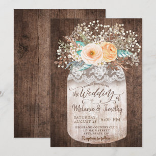 Rustic Mason Jar Boho Invitations de mariage en bo