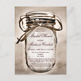 Rustic Mason Jar Bridal Show Invitation CARTE POST