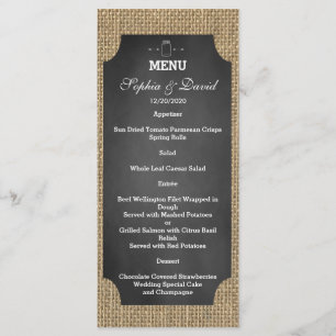 Rustic Mason Jar Burlap Menu Mariage