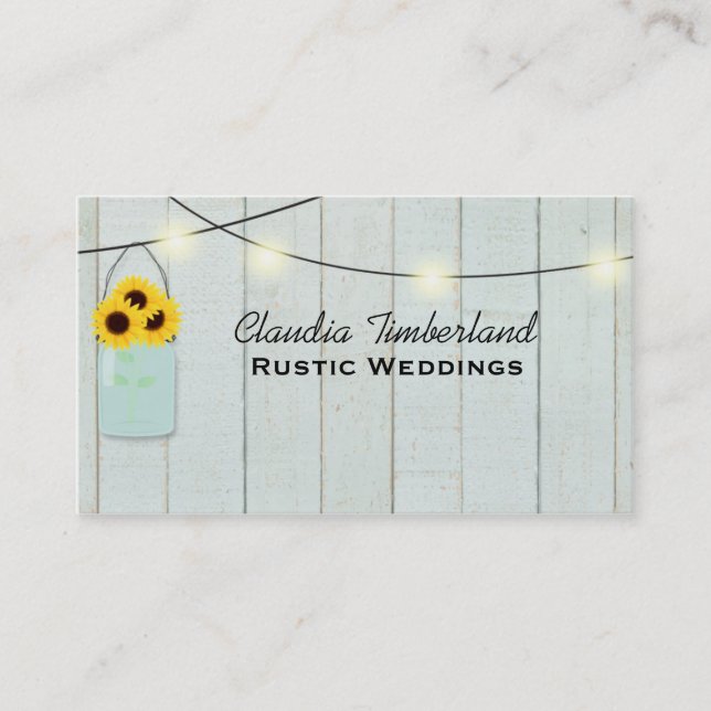 Rustic Mason Jar Carte de visite Wedding planner (Devant)