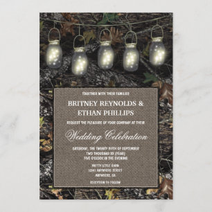 Rustic Mason Jar Chasse Camo Mariage Invitations