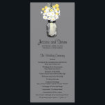 Rustic Mason Jar Daisies Programme Fleur sauvage<br><div class="desc">PROGRAMME DE CÉRÉMONIE mariage Parfait pour une Fête des mariées de style champêtre ou peut-être que vous aimez juste Mason Jars! Un Arrière - plan GRIS avec le Mason Jar suspendu et des fleurs sauvages aux couleurs de White Daises et Yellow Billy Balls. Si vous avez des questions sur ce...</div>
