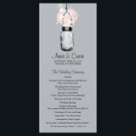 Rustic Mason Jar et le programme Fleur sauvage<br><div class="desc">PROGRAMME DE CÉRÉMONIE mariage Parfait pour une Fête des mariées de style champêtre ou peut-être que vous aimez juste Mason Jars! Mason Jar accroché à un crochet rempli de fleurs sauvages de pays.Un arrière - plan gris clair contre le Mason Jar suspendu et des couleurs romantiques douces de rose pâle,...</div>