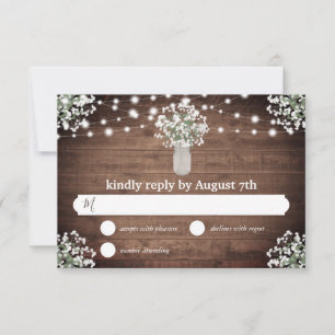 Rustic Mason Jar Lights Budget Wedding Carte RSVP
