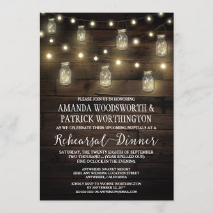 Rustic Mason Jar Rehearsal Dîner Invitations
