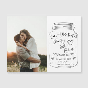 Rustic Mason Jar Sauvez la date avec la photo