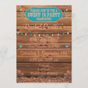 Rustic Mason Jar Sweet 16 Anniversaire Invitation