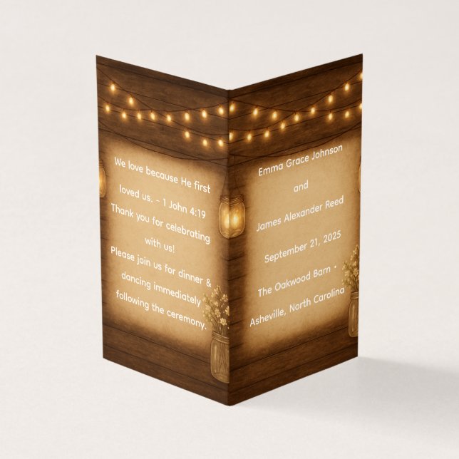 Rustic Mason Jar Wedding Programme Modèle (Outside)