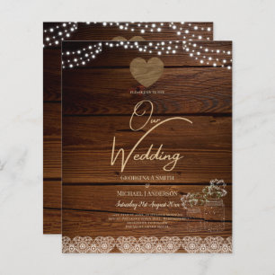 Rustic Mason Jars Lumières Dentelle Gypsophilie MA