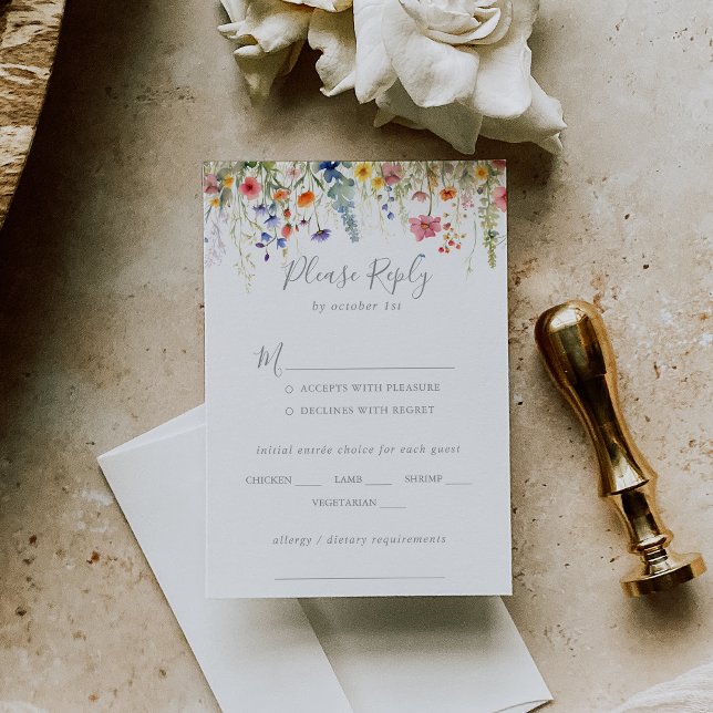 Rustic Meadow Botanical Wedding Menu Choice RSVP (Créateur téléchargé)