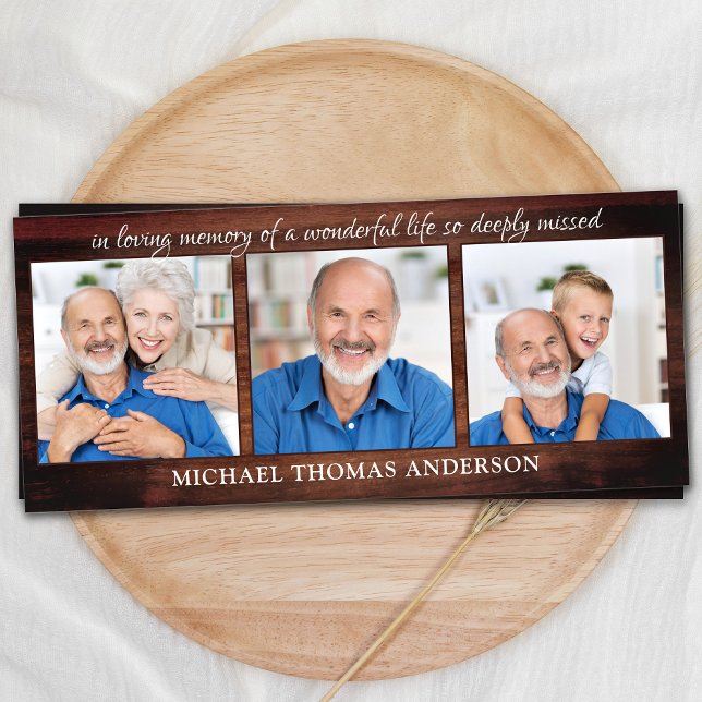 Rustic Memorial 3 Photo Signet de prière funéraire (Créateur téléchargé)