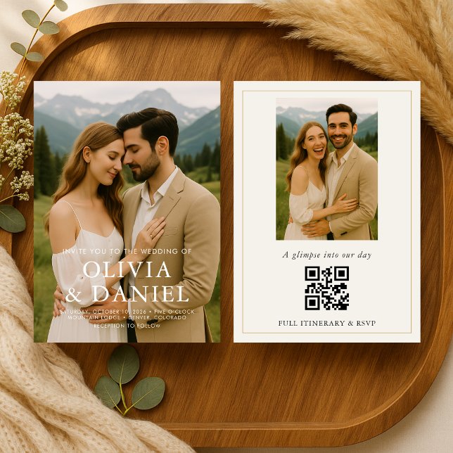 Rustic Minimalist Simple Photo Wedding Invitation (Créateur téléchargé)