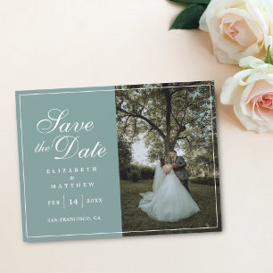 Rustic Mint Green Photo Mariage Enregistrer La Dat
