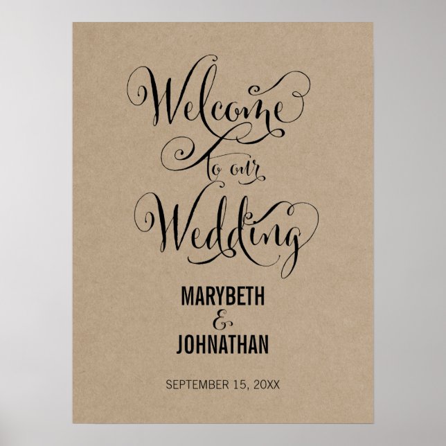 Rustic Modern We Do Script Mariage Welcome Poster (Devant)