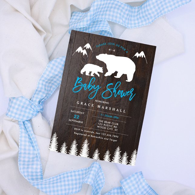 Rustic Mom and Baby Bear Baby shower Invitation (Créateur téléchargé)