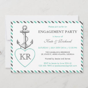 Rustic Monogram Ancre Engagement Party Invitation