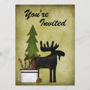 Rustic Moose Family Reunion Party Invitation