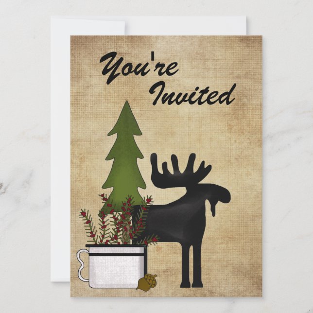 Rustic Moose Family Reunion Party Invitation (Devant)
