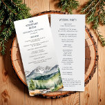 Rustic Mountain Adventure commence le programme de<br><div class="desc">Cette belle aventure rustique commence le programme de mariage avec des aquarelles peintes paysage forestier de montagnes,  parfait pour l'automne,  l'automne,  l'hiver ou la destination mariage. Personnalisez-le avec les détails de votre jour de mariage.</div>