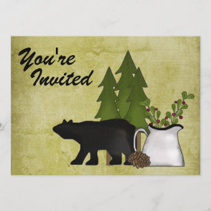 Rustic Mountain Bear Invitation à la réunion de fa
