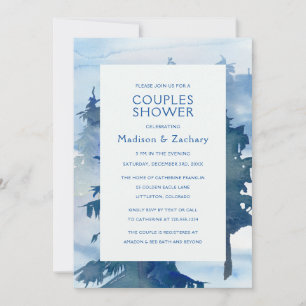 Rustic Mountain Forest Aquarelle Couples Douche