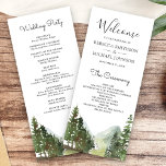 Rustic Mountain Forest Trees Programme de mariage<br><div class="desc">Élégant programme de mariage avec de belles montagnes et des pins avec typographie moderne.</div>