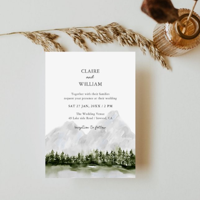 Rustic Mountain Lake Wedding Invitation (Créateur téléchargé)