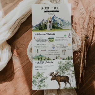 Rustic Mountain Mariage Invitation Tri-Fold