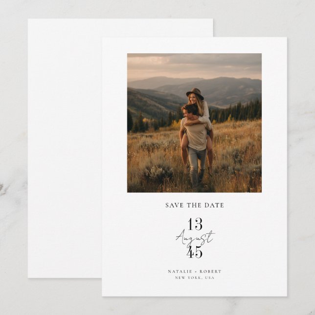 Rustic Mountain Photo Wedding Save the Date (Devant / Derrière)