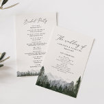 Rustic Mountain Pine Tree Wedding Programme<br><div class="desc">Terminez votre journée de papeterie mariage avec un programme de cérémonie magnifique,  avec des montagnes d'aquarelle et des pins.</div>