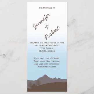 Rustic Mountain Watercolor Wedding Programme