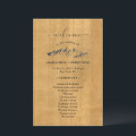 Rustic Mountain Wedding Program<br><div class="desc">Belle feuille de papier du programme MOUNTAIN WEDDING avec un motif de montagne esquissé et un grand "bienvenue" dans un script élégant ainsi que les détails du programme de mariage sur un arrière - plan rustique texturé en bois pour vous de personnaliser.</div>