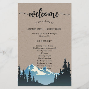Rustic Mountain Woodland Forest Wedding Programme