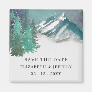Rustic Mountains Lake Économisez La Date Magnet