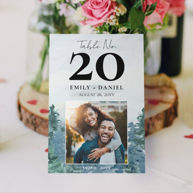 Rustic Mountains Mariage Numéro de tableau avec ph (Choose your size and style for these Rustic Mountain Wedding Table Numbers (with Photo!))