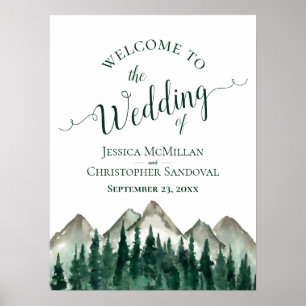 Rustic Mountains & Pine Trees Mariage Affiche de b