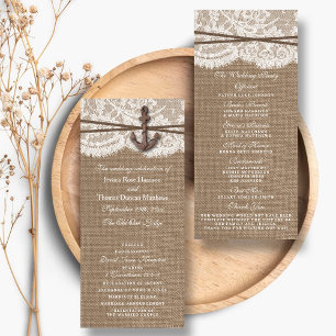 Rustic Nautical Ancre Wedding Programme