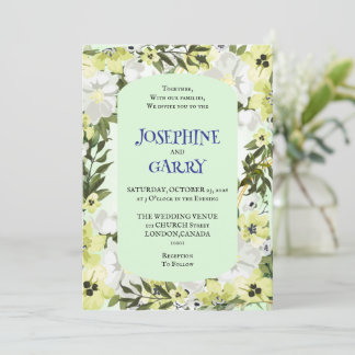 Rustic Neutral Floral Wedding Invitation