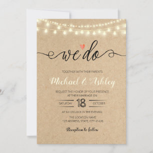 Rustic nous faisons une invitation à thème mariage