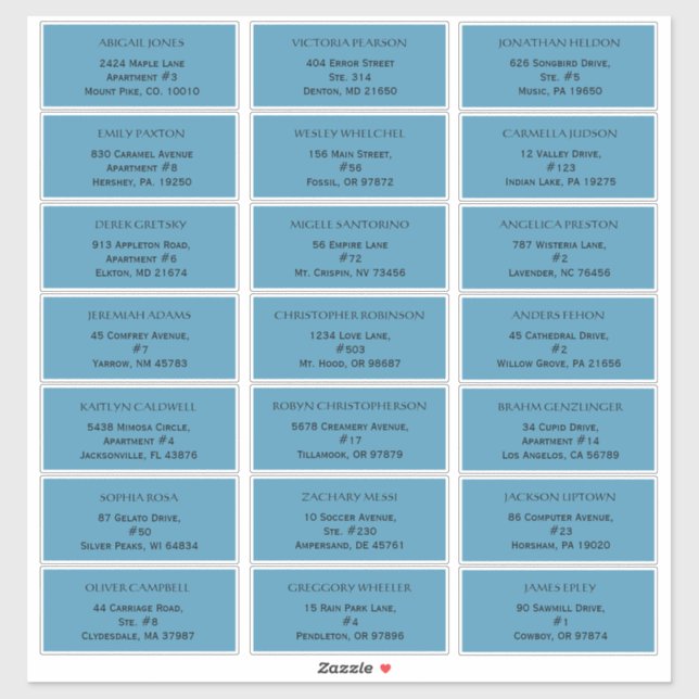 Rustic Ocean Blue Mariage Étiquettes de adresse in (Feuille)