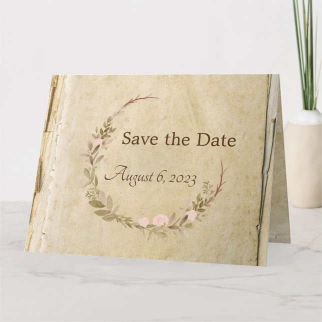 Rustic Old Paper Enregistrer la carte de date (Devant)