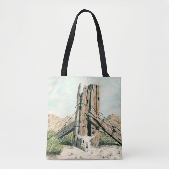 Rustic old west desert; watercolor art tote bag (Devant)